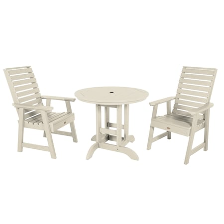 Highwood Usa Weatherly 3pc Round Outdoor Patio Furniture Dining Set AD-DNW36-WAE